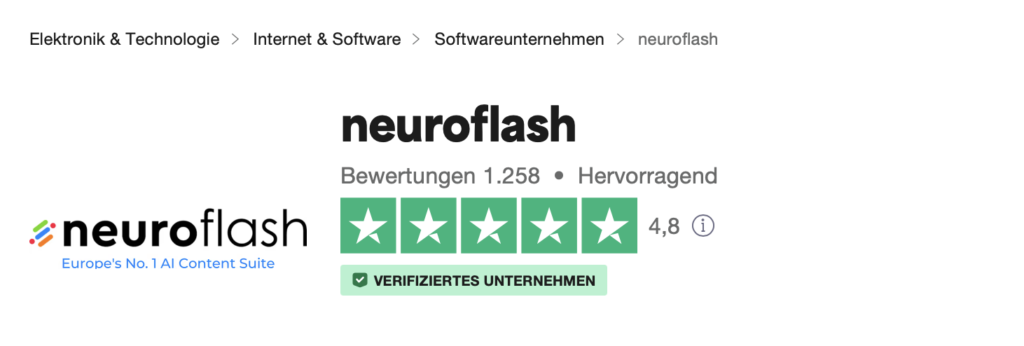 Trustpilot Erfahrungen über neuroflash