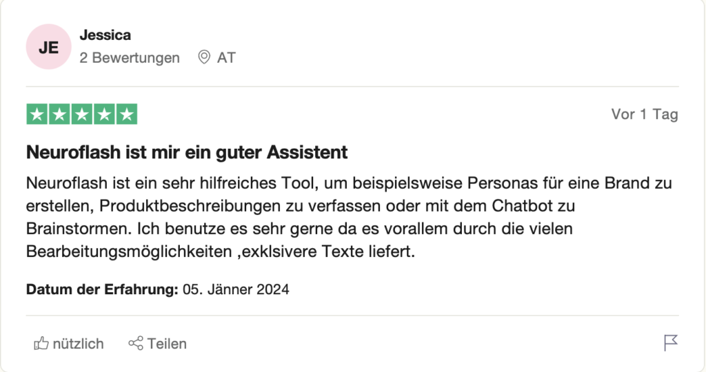 Bewertung über Neuroflash